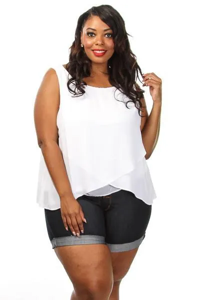 Plus Size Layered Chiffon Blouse