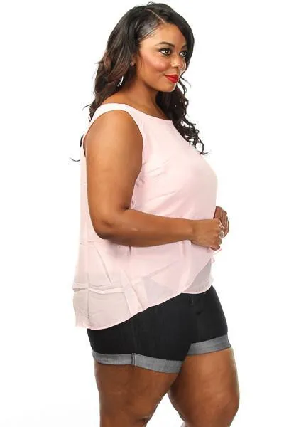 Plus Size Layered Chiffon Blouse