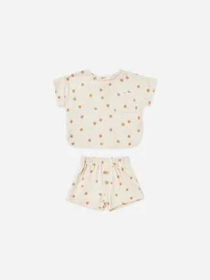 Quincy Mae Woven Boxy Top and Shorts Set - Oranges