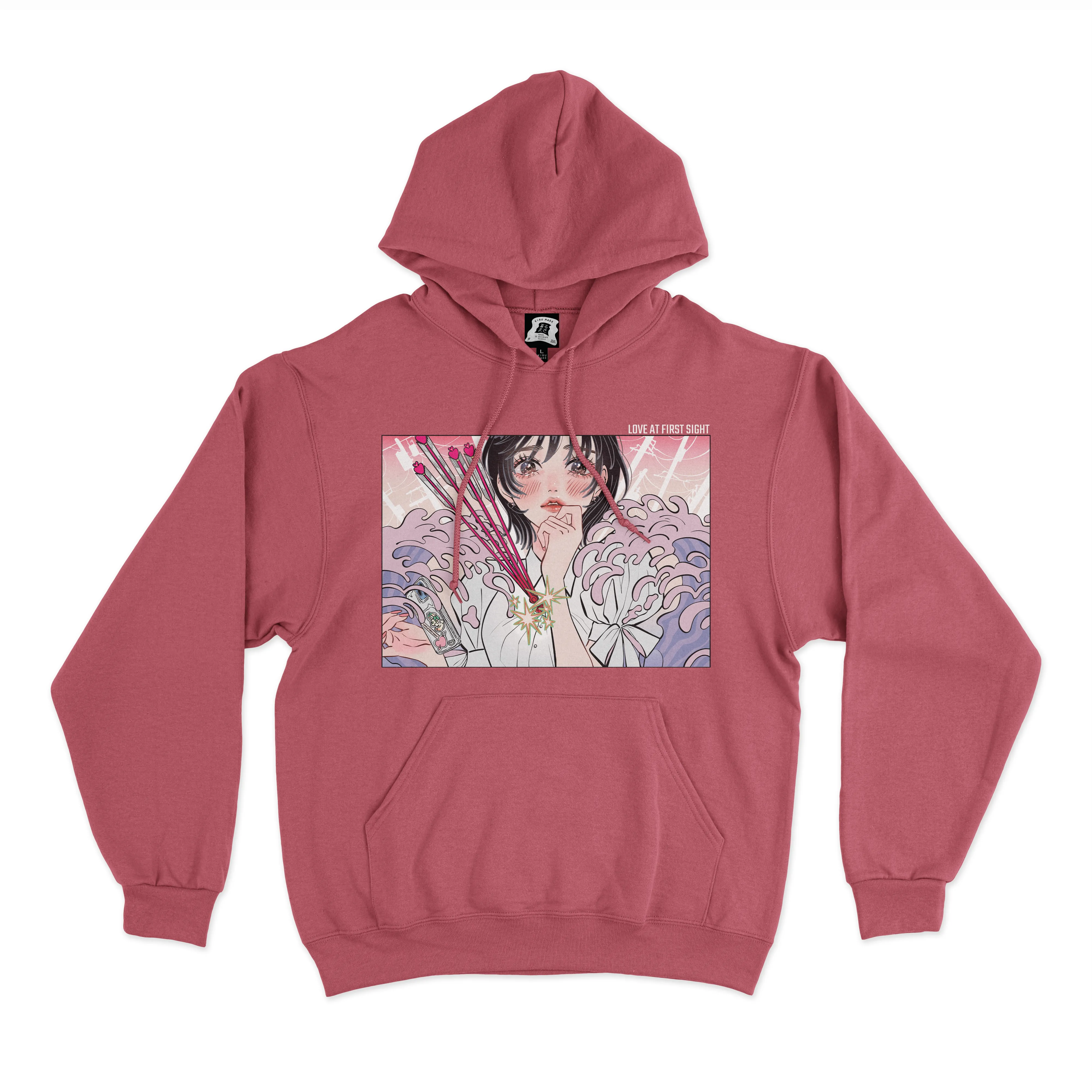"Fox Pose" Basic Hoodie White/Light Pink/Pink
