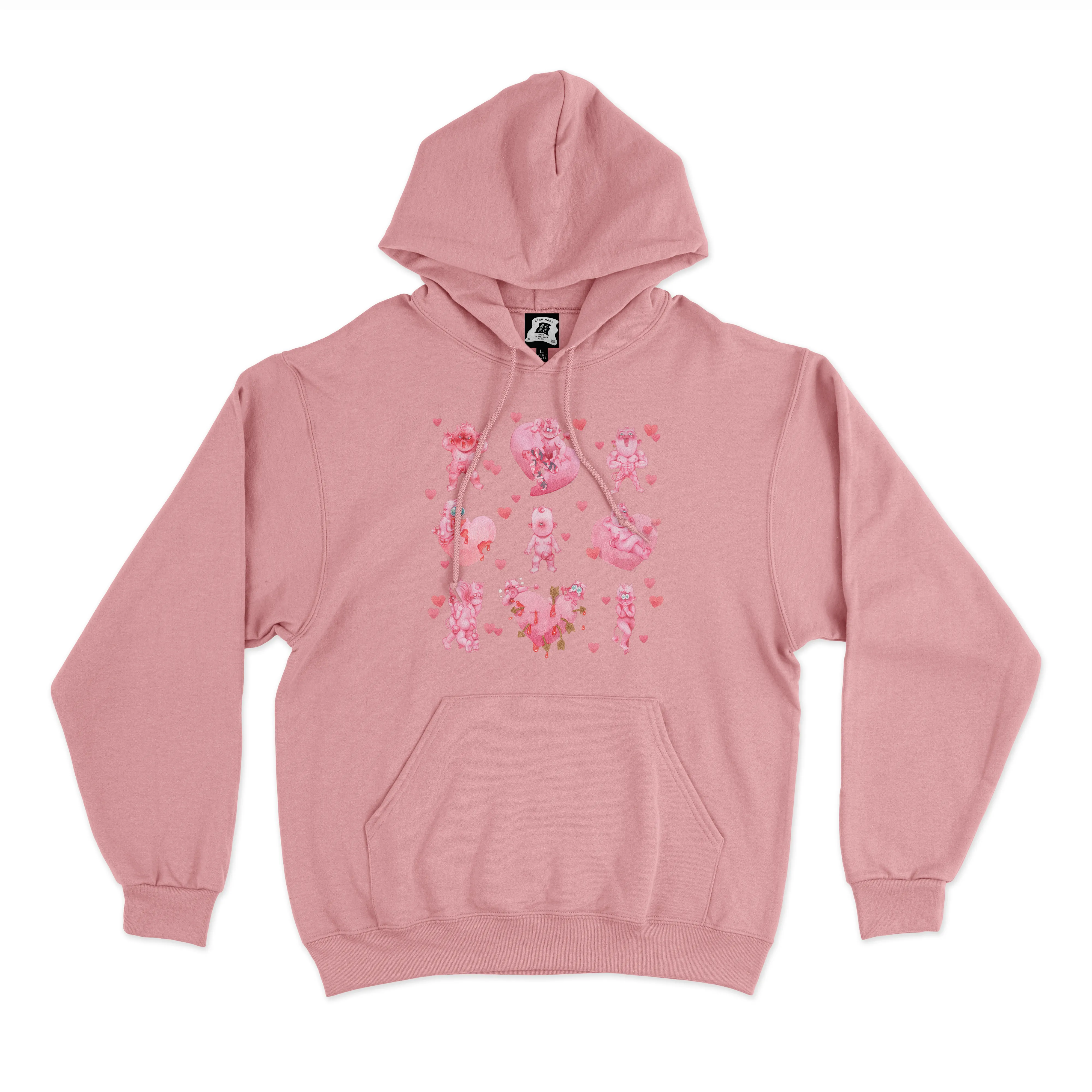 "Happy Holislay" Basic Hoodie Beige/Light Pink