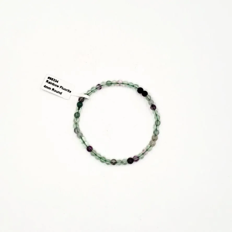 Rainbow Fluorite Bead Bracelet 4mm