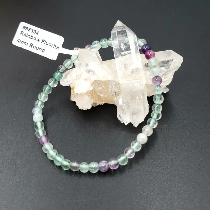 Rainbow Fluorite Bead Bracelet 4mm