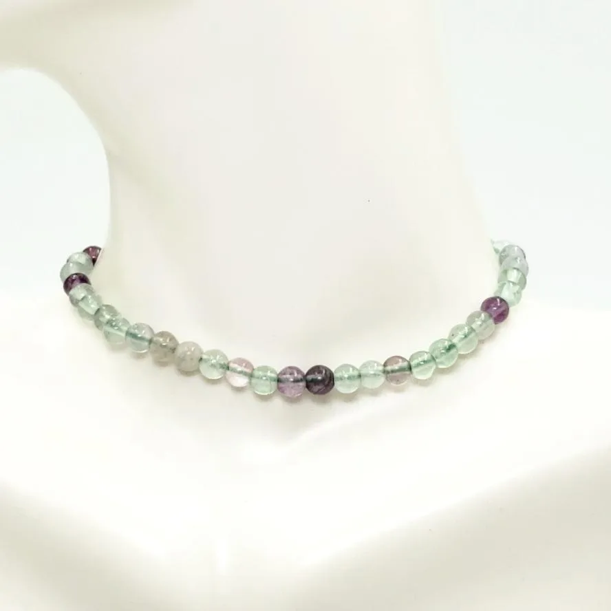 Rainbow Fluorite Bead Bracelet 4mm