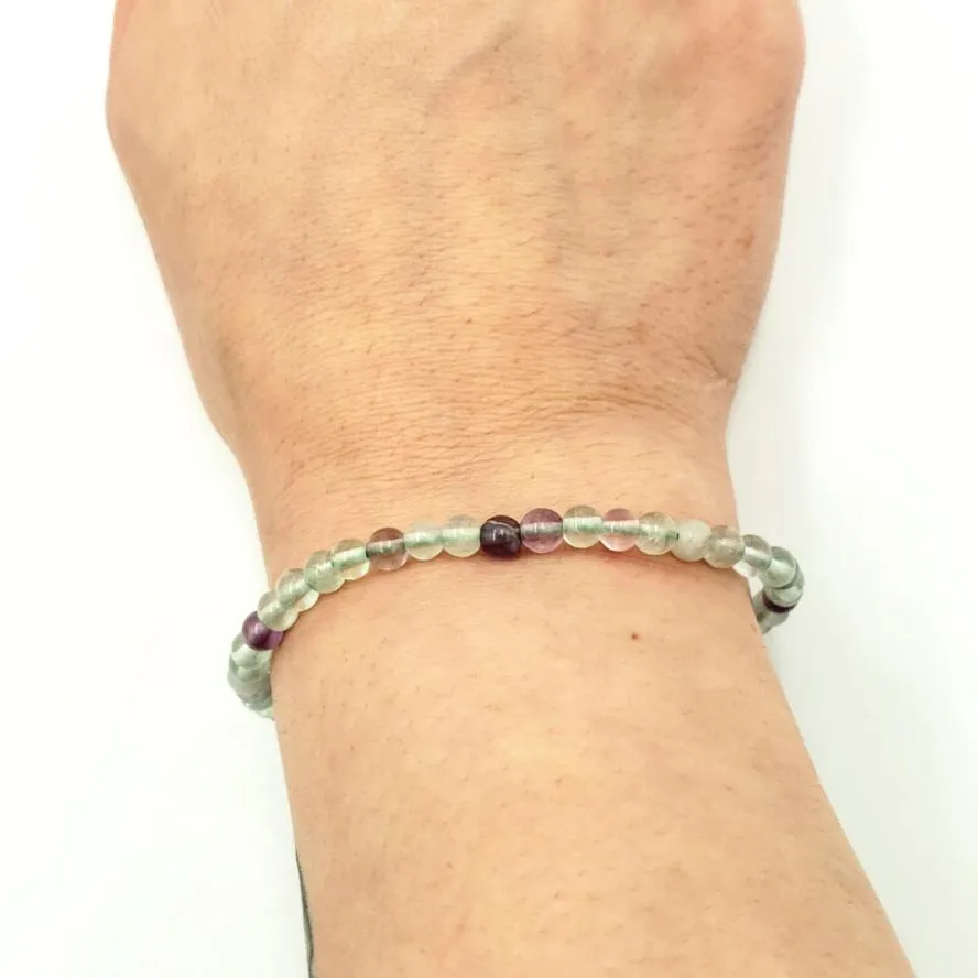 Rainbow Fluorite Bead Bracelet 4mm