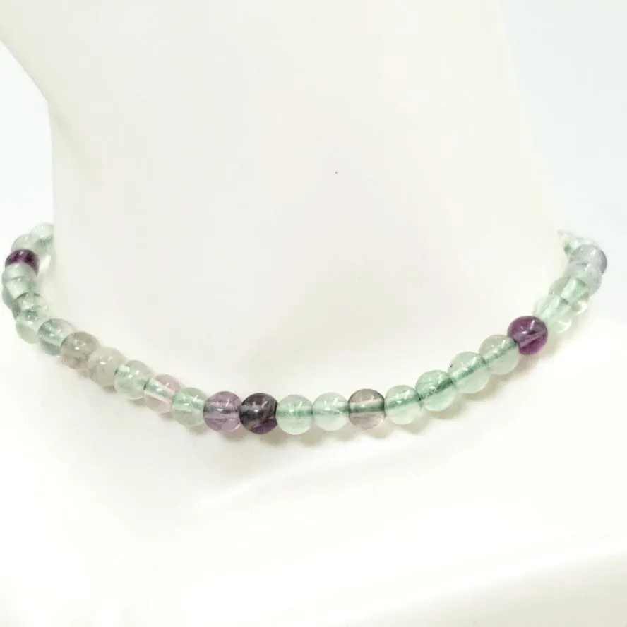 Rainbow Fluorite Bead Bracelet 4mm
