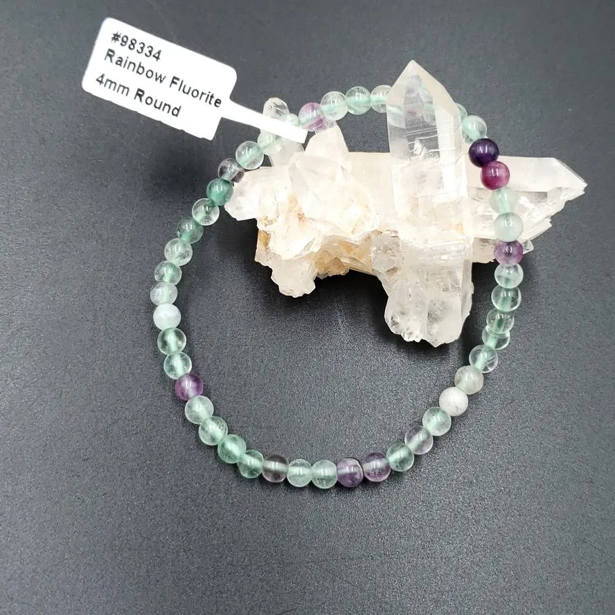 Rainbow Fluorite Bead Bracelet 4mm