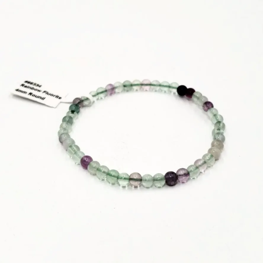 Rainbow Fluorite Bead Bracelet 4mm