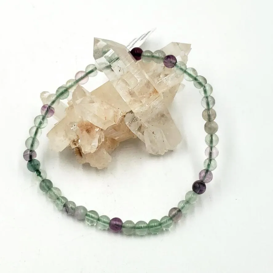 Rainbow Fluorite Bead Bracelet 4mm