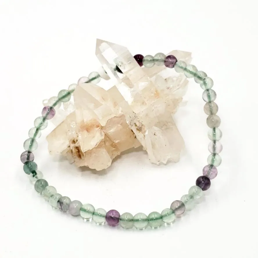 Rainbow Fluorite Bead Bracelet 4mm