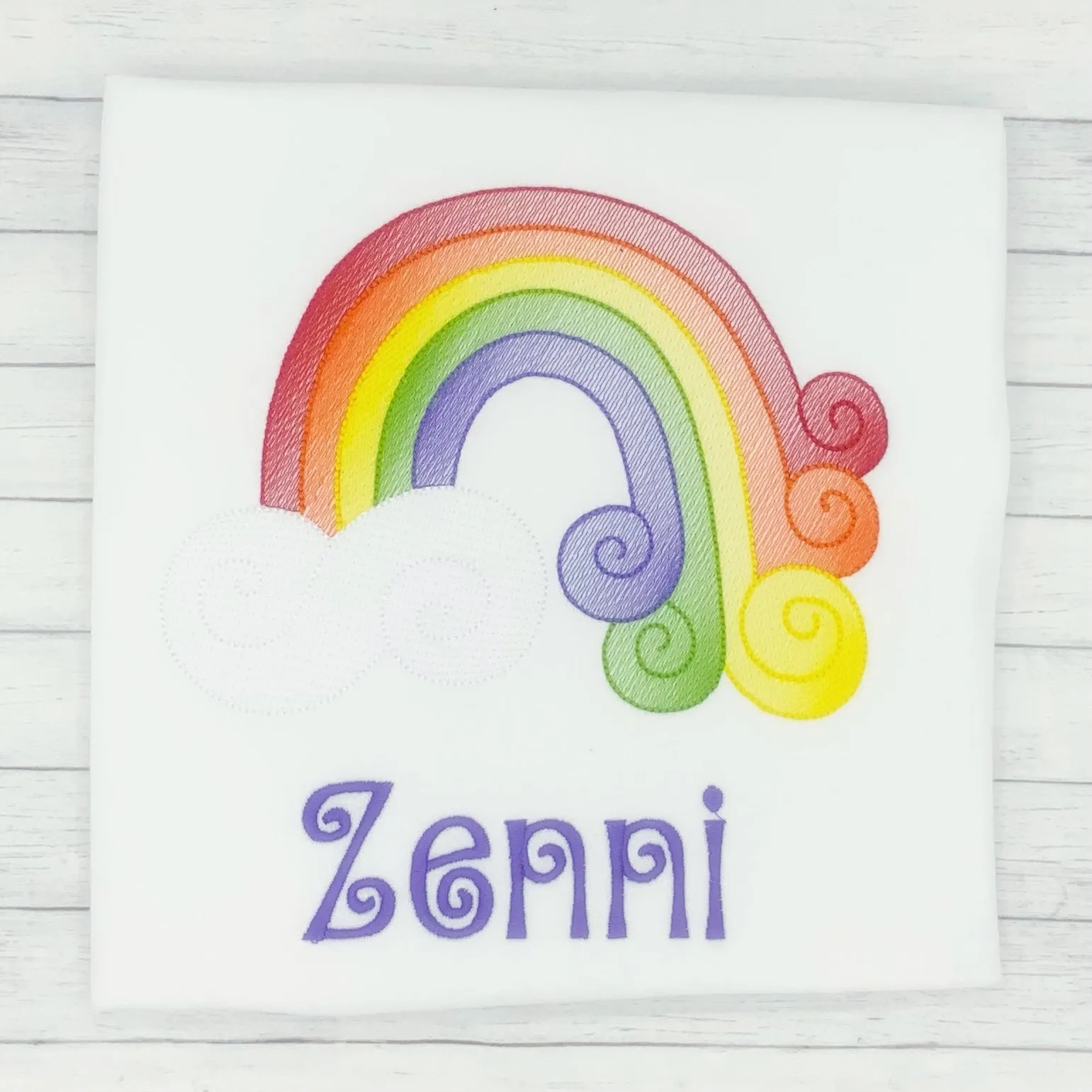 Rainbow Swirl Sketch Name Shirt