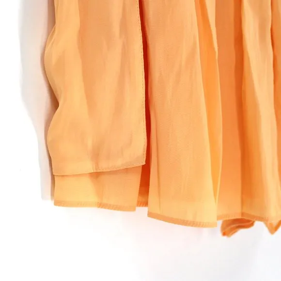 Ramy Brook August Mini Pleated Shorts Nectar Orange Side Pouch Pockets Small NEW