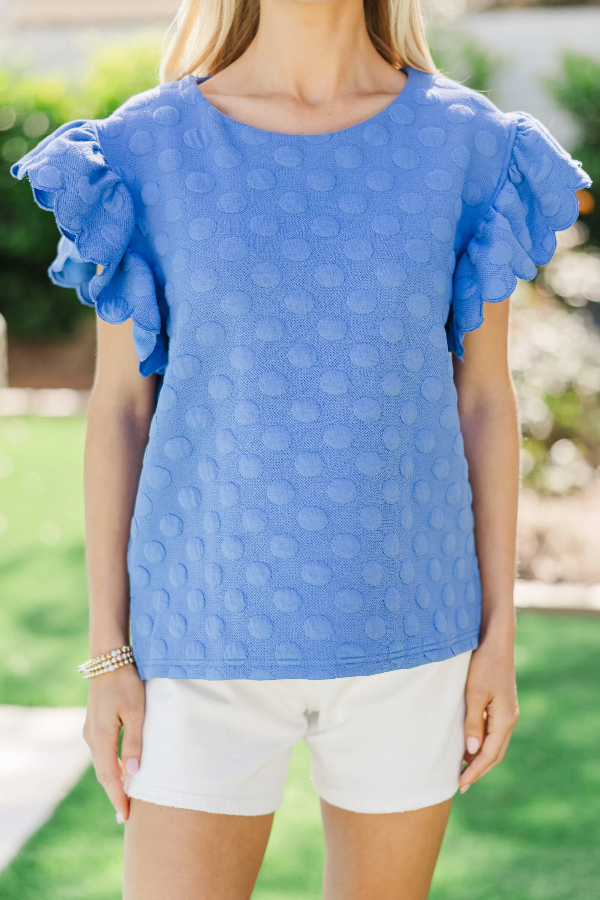 Ready To Go Orchid Blue Textured Blouse