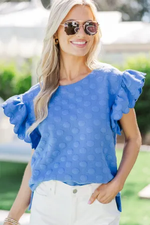 Ready To Go Orchid Blue Textured Blouse