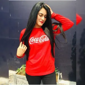 Red Coca Cola Printed T-shirts For Womens