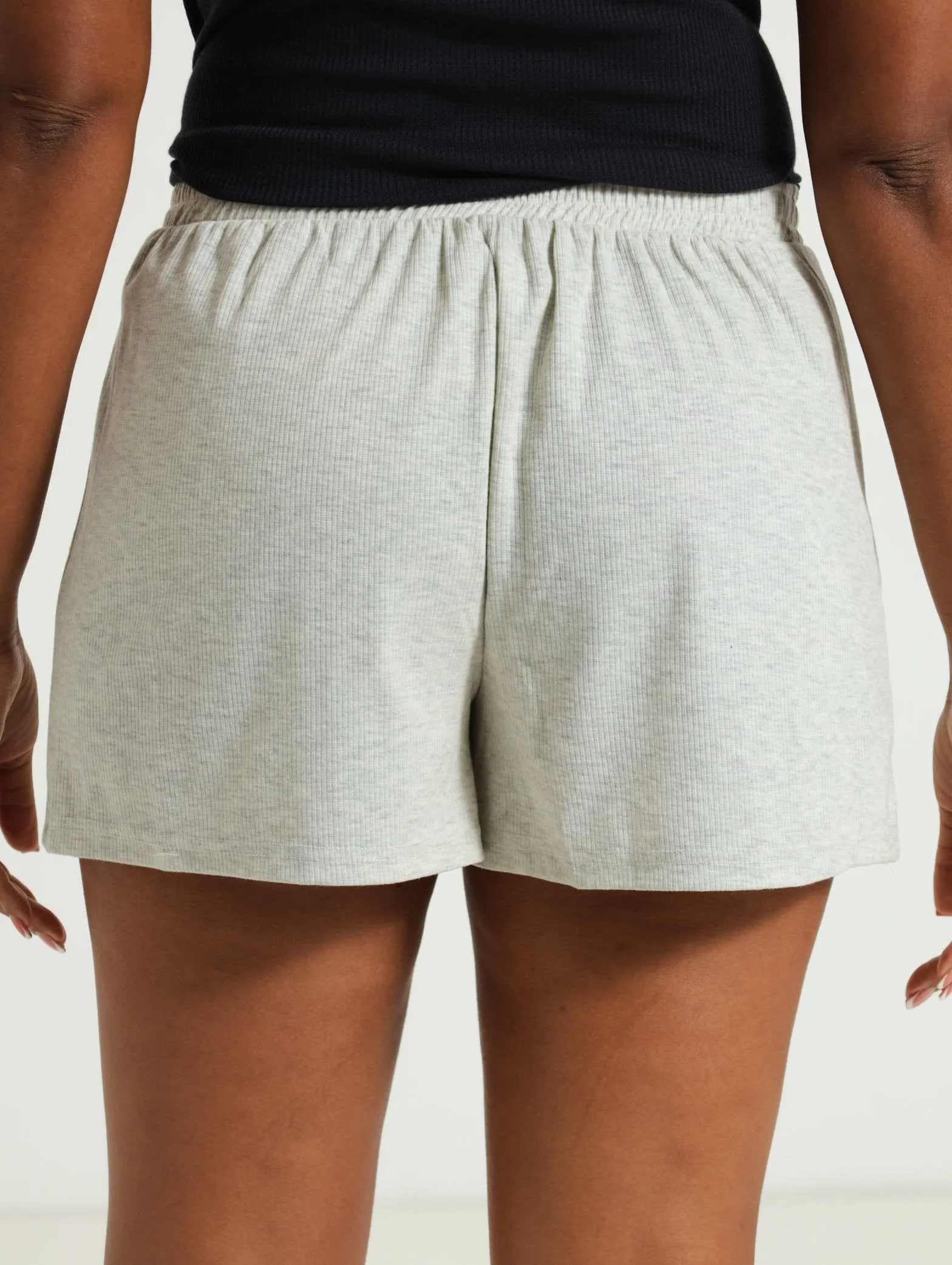 Rib Boxy Sleep Shorts - Grey Melange