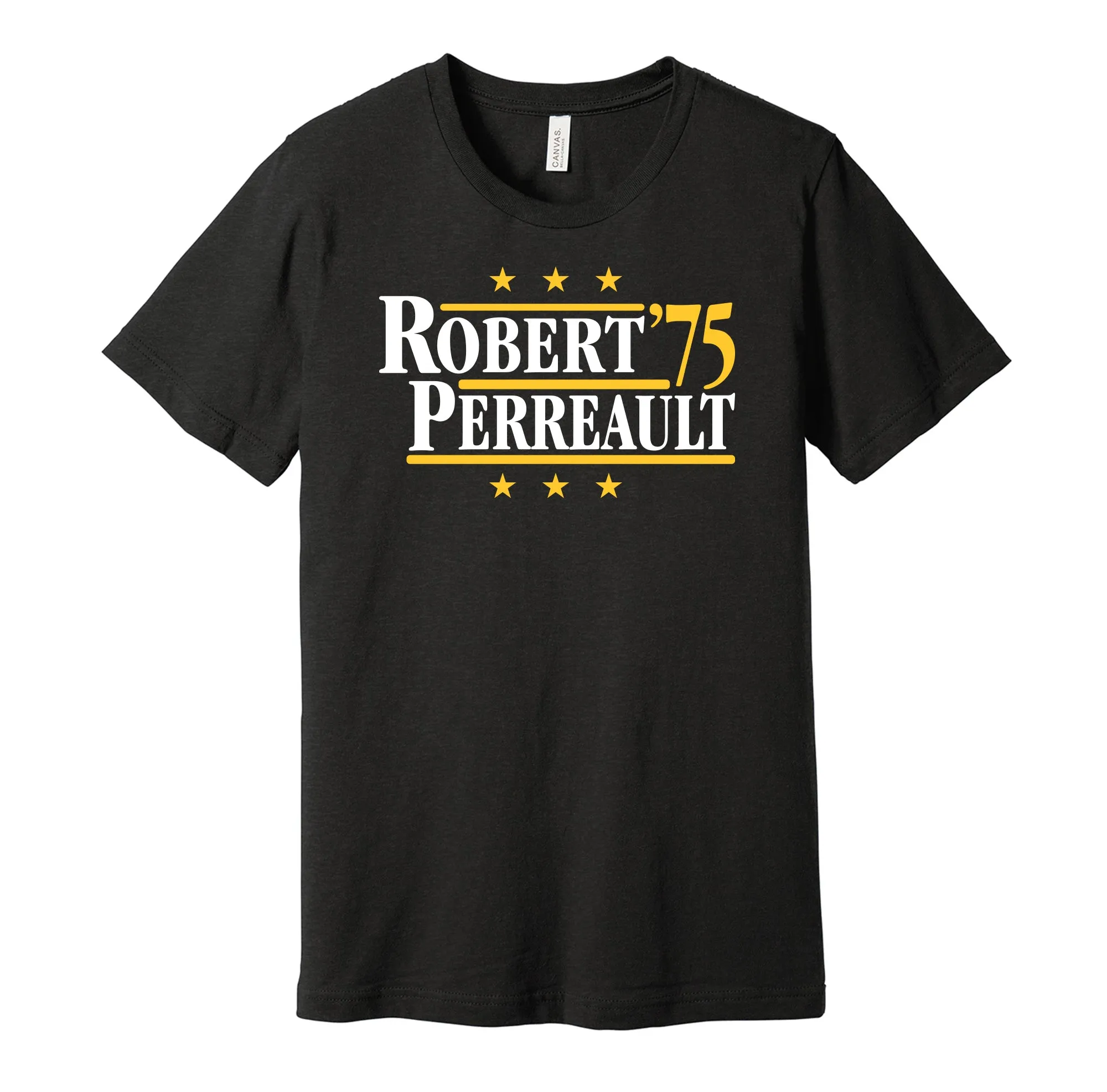 Robert & Perreault '75 - Buffalo Hockey Legends Political Campaign Parody T-Shirt - Hyper Than Hype Shirts