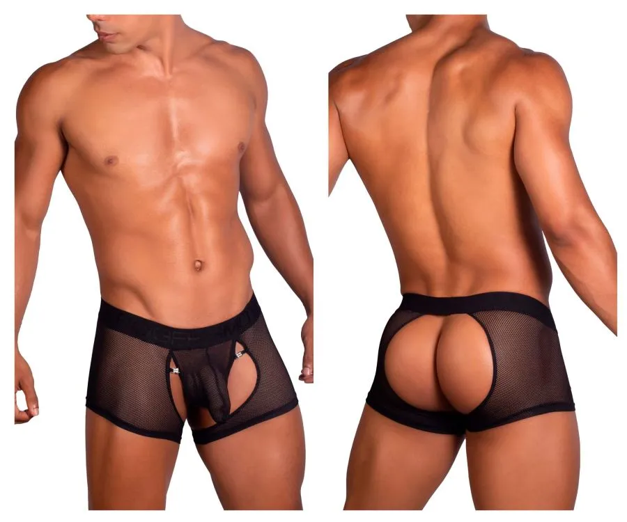 Roger Smuth RS075 Pouch Front Open Back Boxer Shorts Black