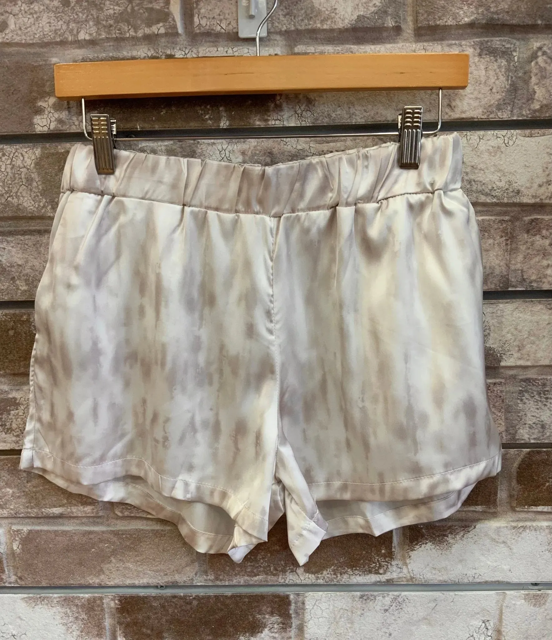 Satin Khaki Tie Dye Shorts