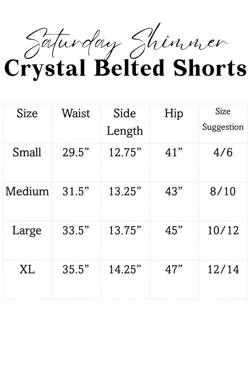 Saturday Shimmer White Crystal Belted Shorts