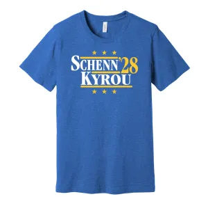Schenn & Kyrou '28 - St Louis Hockey Legends Political Campaign Parody T-Shirt - Hyper Than Hype Shirts