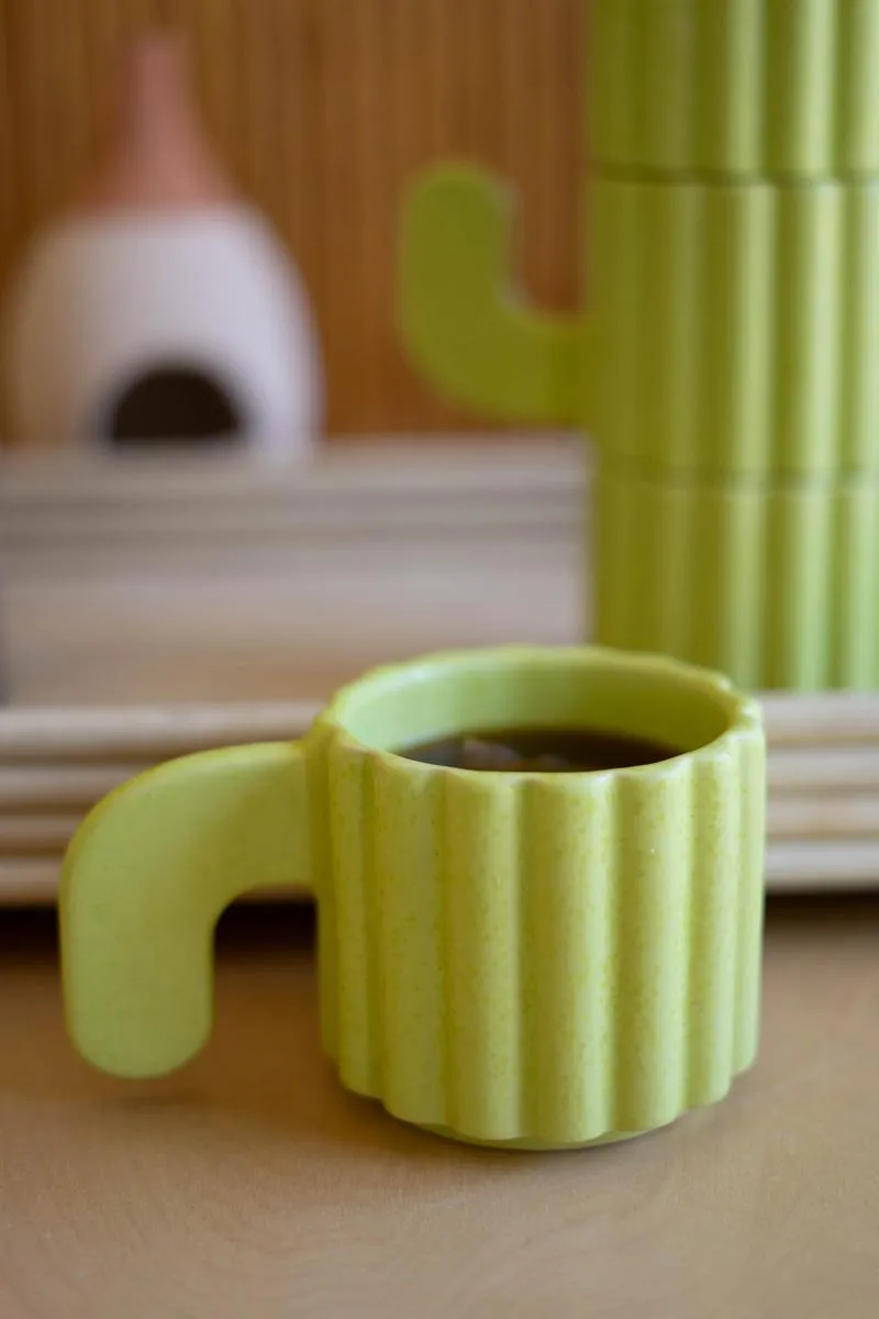 Set of 4 Stacking Ceramic Cacti Mugs