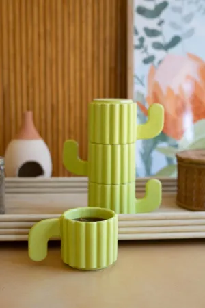 Set of 4 Stacking Ceramic Cacti Mugs