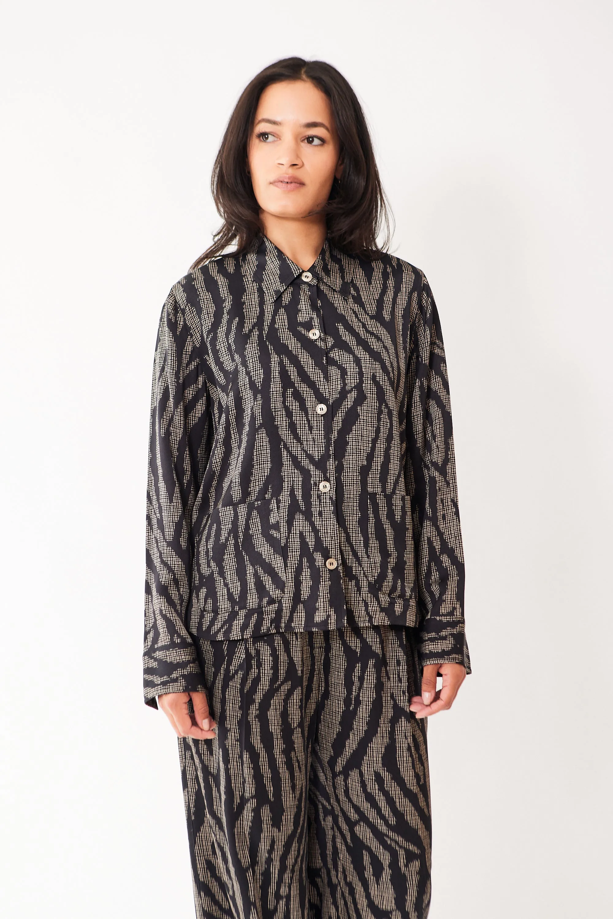 Seventy Zebra Crosshatch PJ Blouse