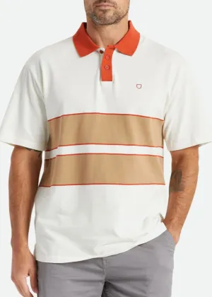 Shield Boxy SS Polo Knit - Off White/Tan