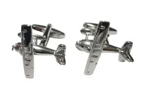Silver Toned Boxy Retro Plane Cufflinks