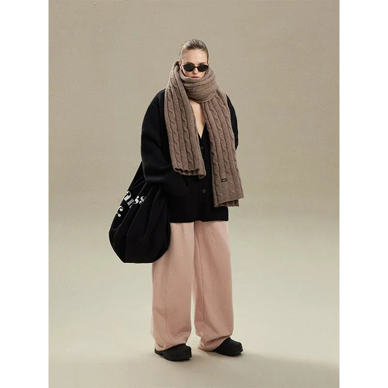 Simple V-Neck Loose Knit Cardigan
