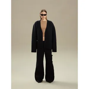 Simple V-Neck Loose Knit Cardigan