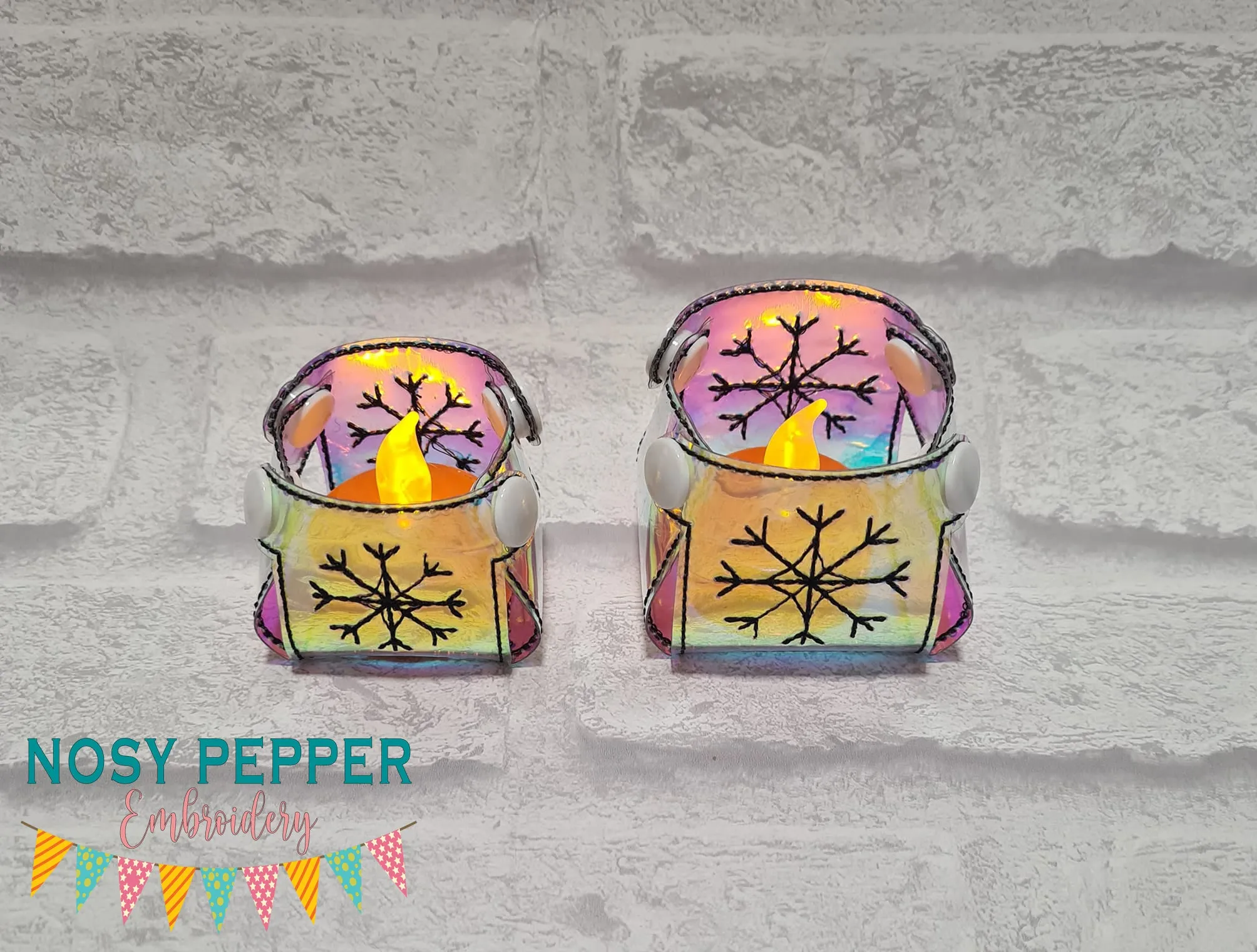 Snowflake Tea Light Holder machine embroidery file (includes 2 sizes) DIGITAL DOWNLOAD