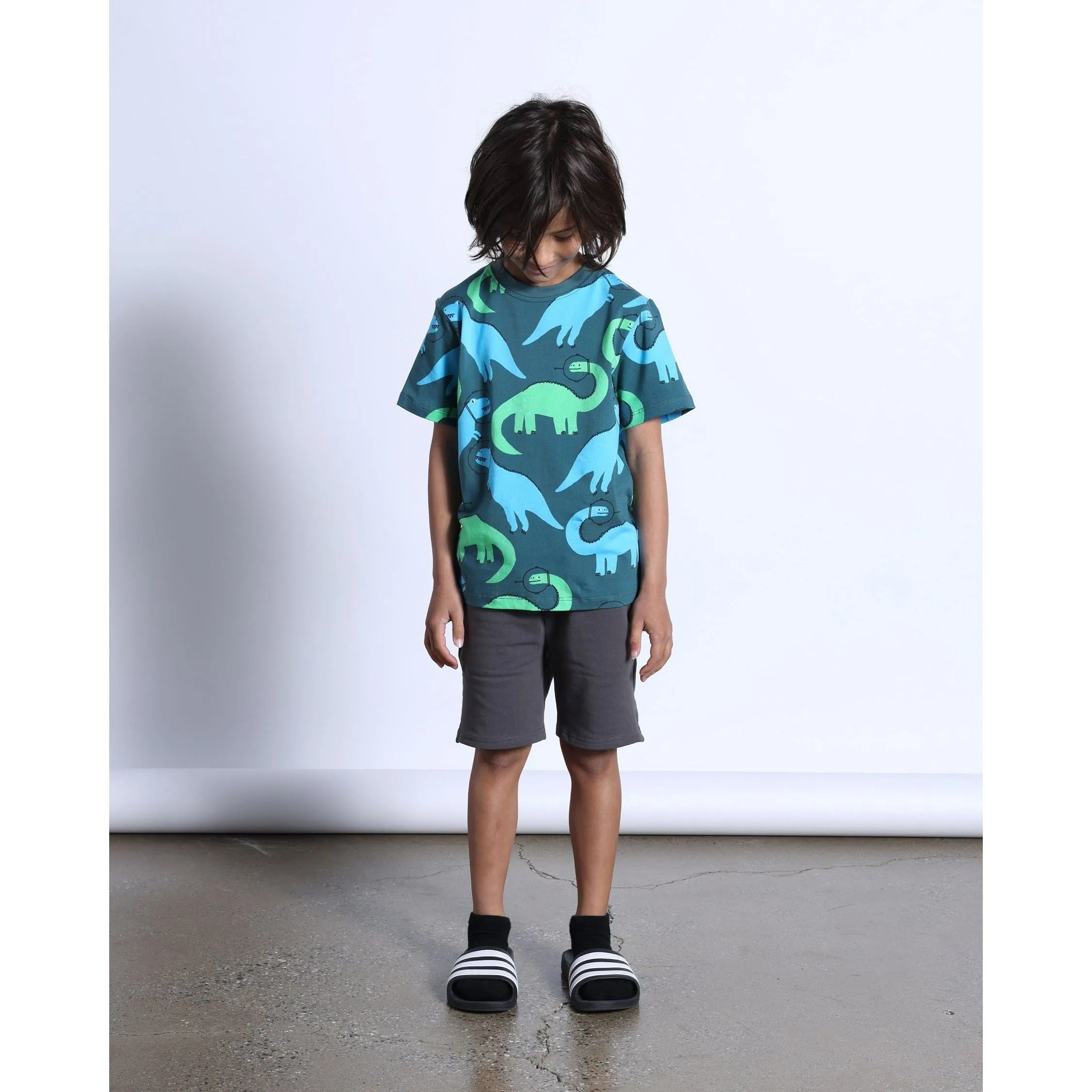 Space Dinos Tee- Dark Green