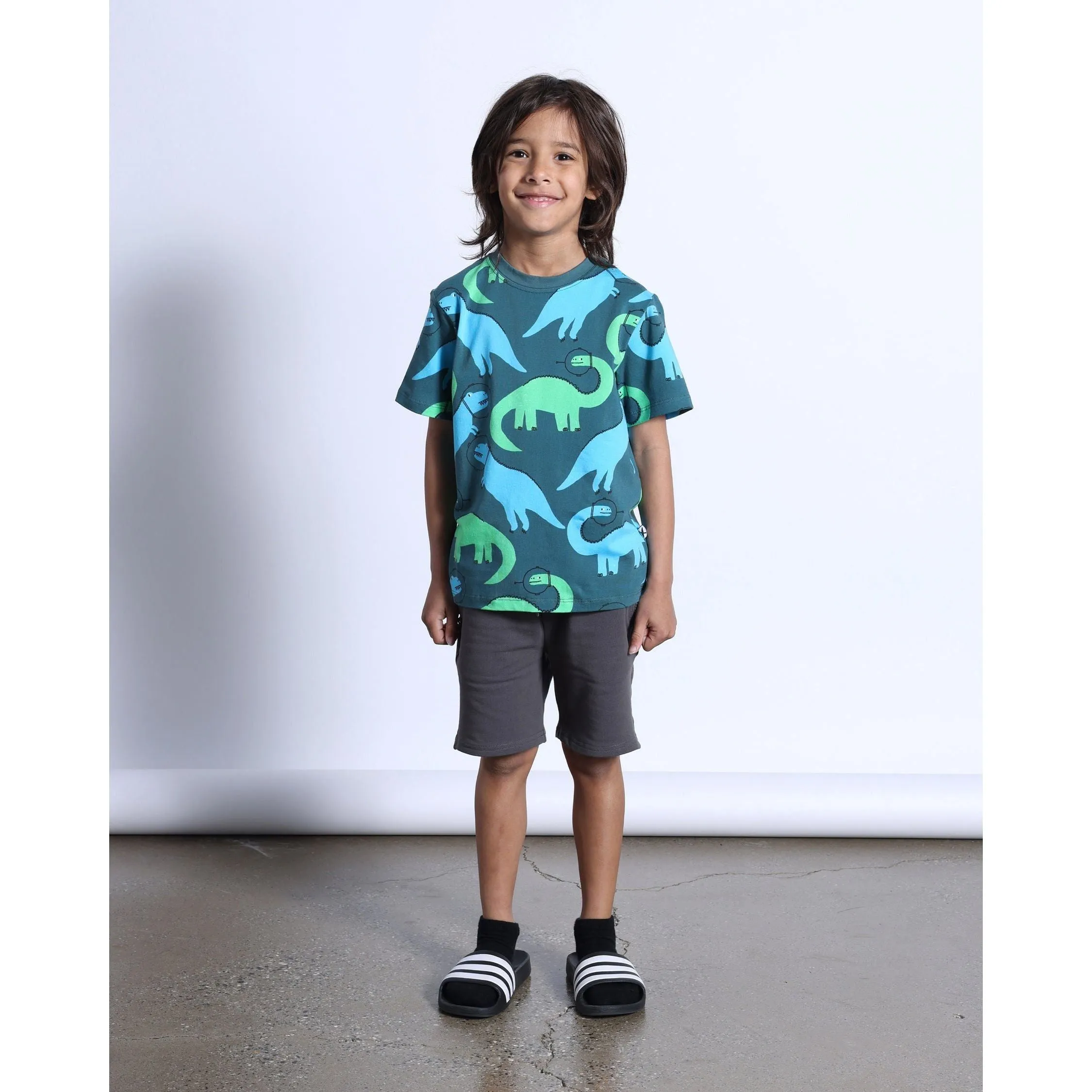 Space Dinos Tee- Dark Green