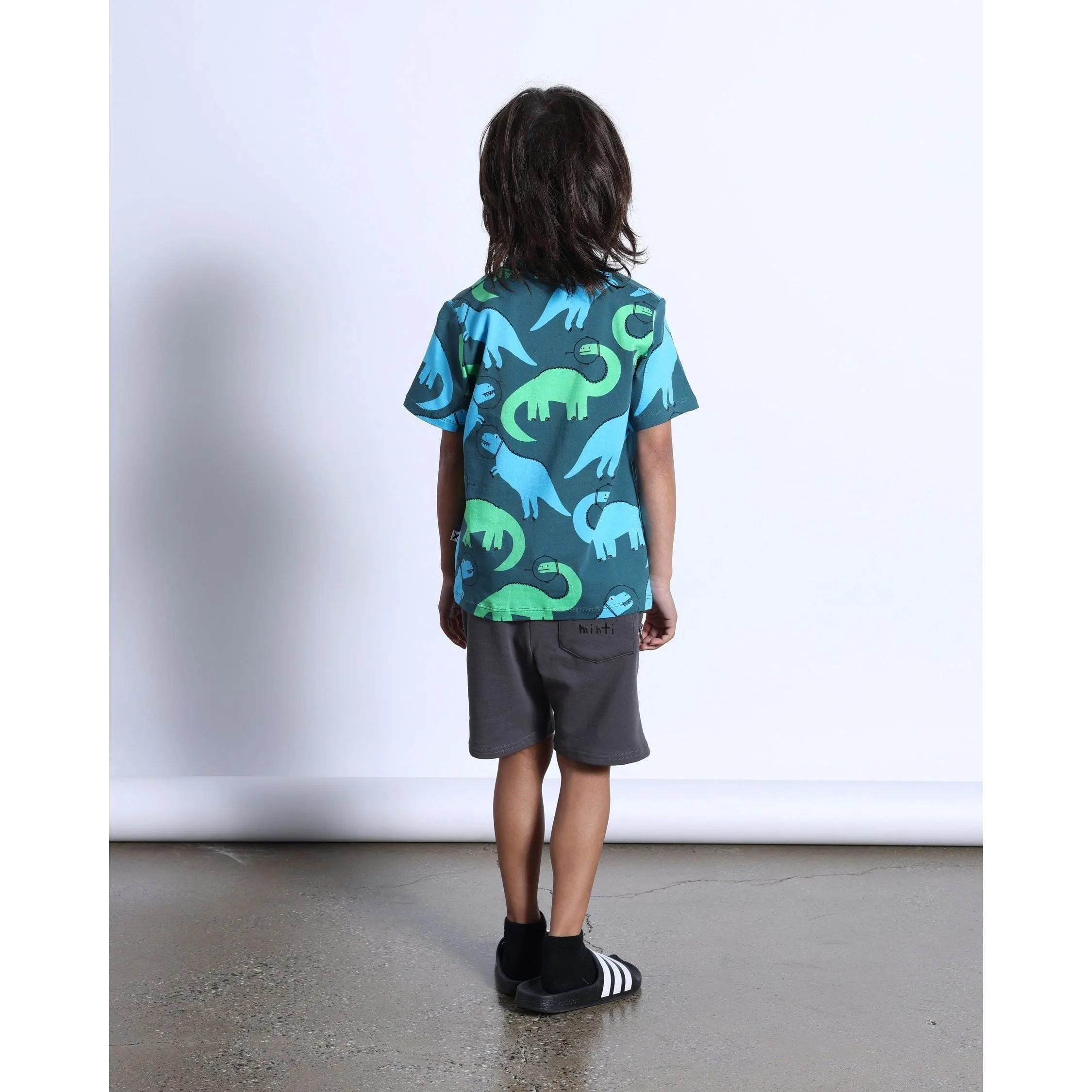 Space Dinos Tee- Dark Green