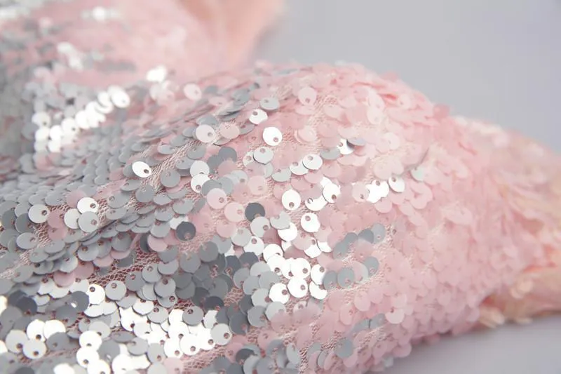 Sparkly V Neck Sequin Cute Short Pink Homecoming Dresses 2018, BDY0319