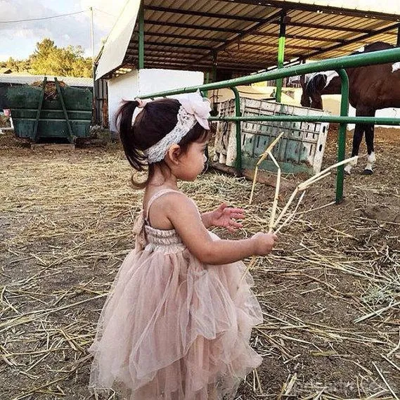Strap Beaded Sequin Top Tulle A-line Flower Girl Dresses, Lovely Little girl Dresses, FG066