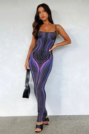 Striped Suspender Tube Top Long Dress