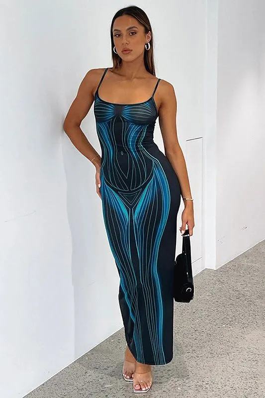 Striped Suspender Tube Top Long Dress