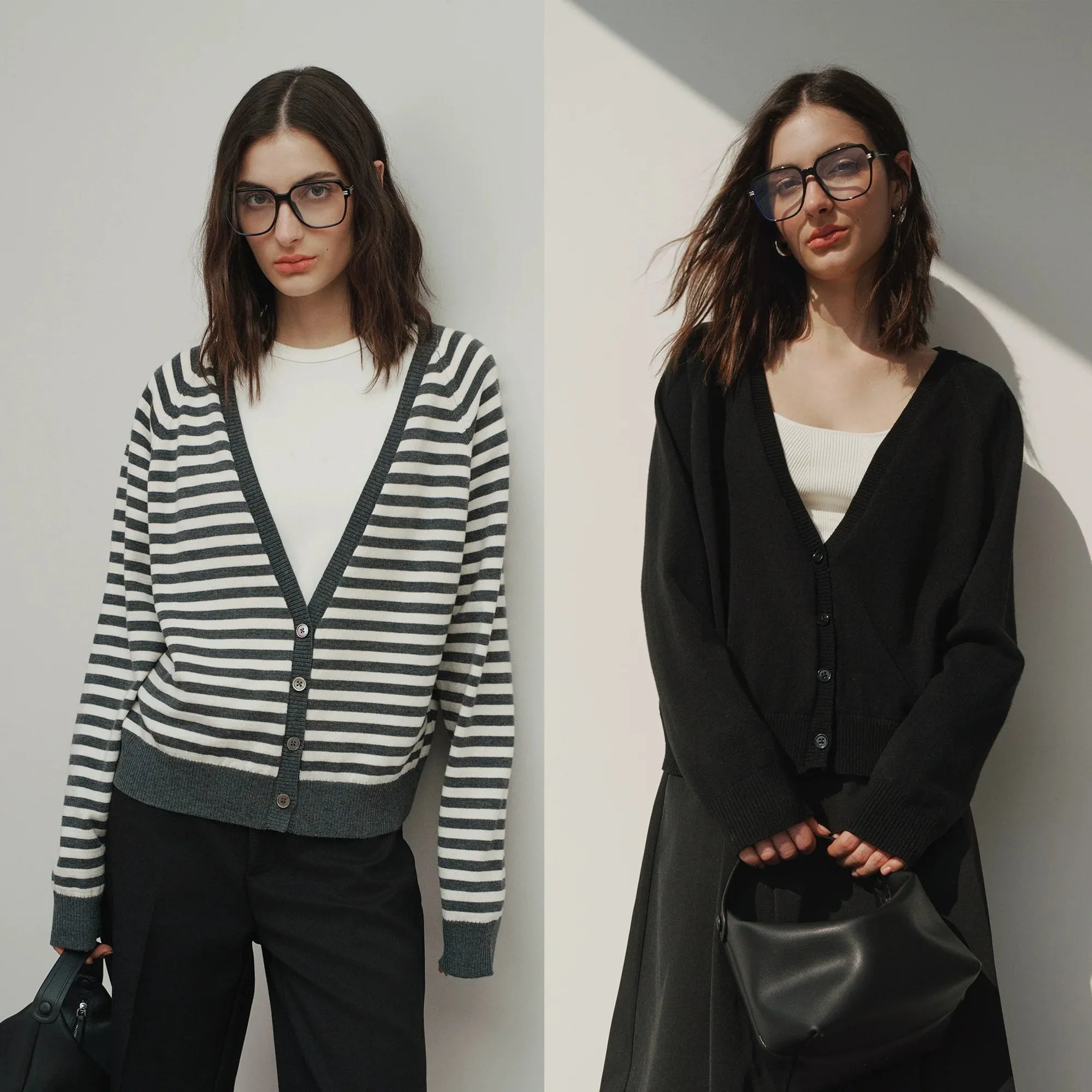 Striped V-neck Cardigan