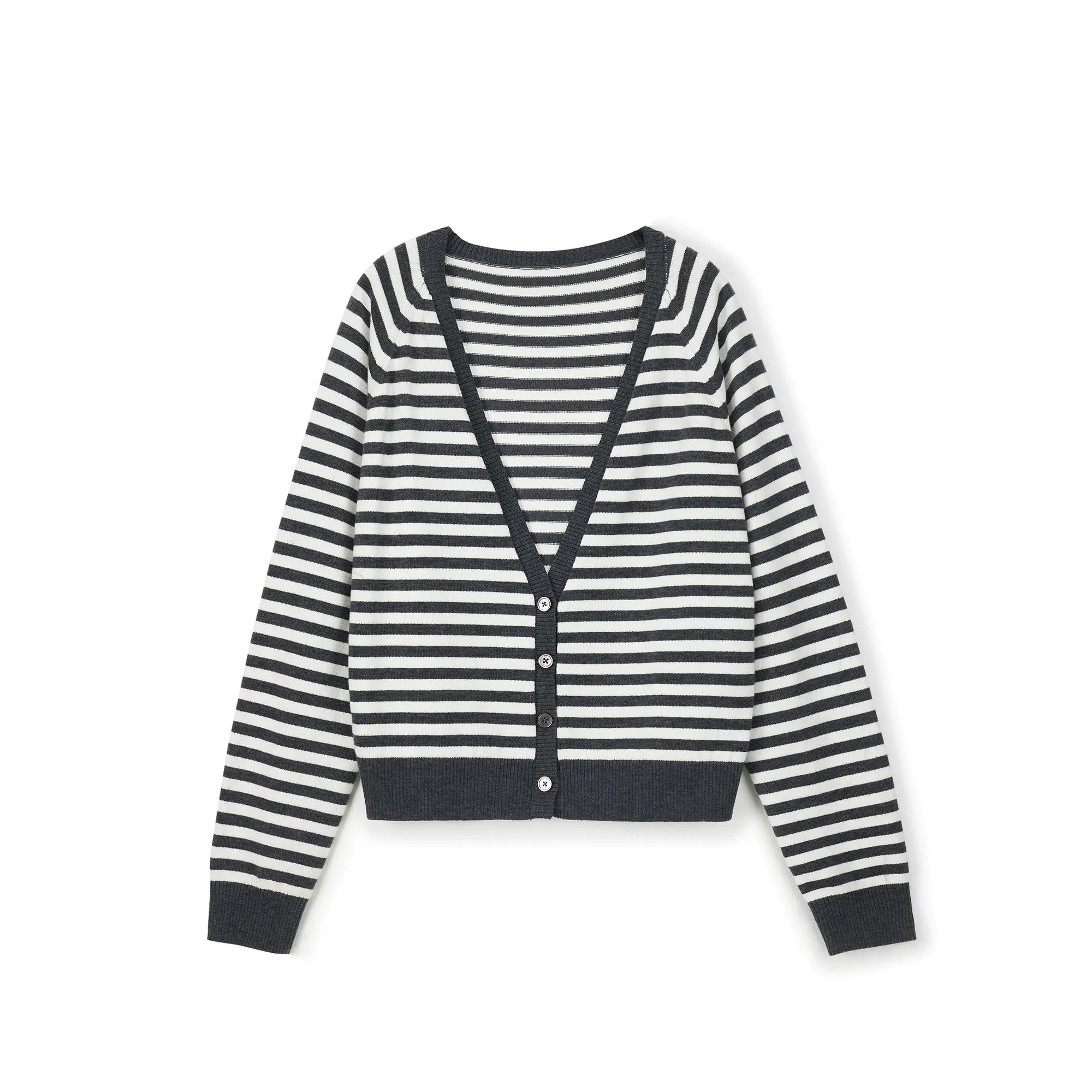 Striped V-neck Cardigan