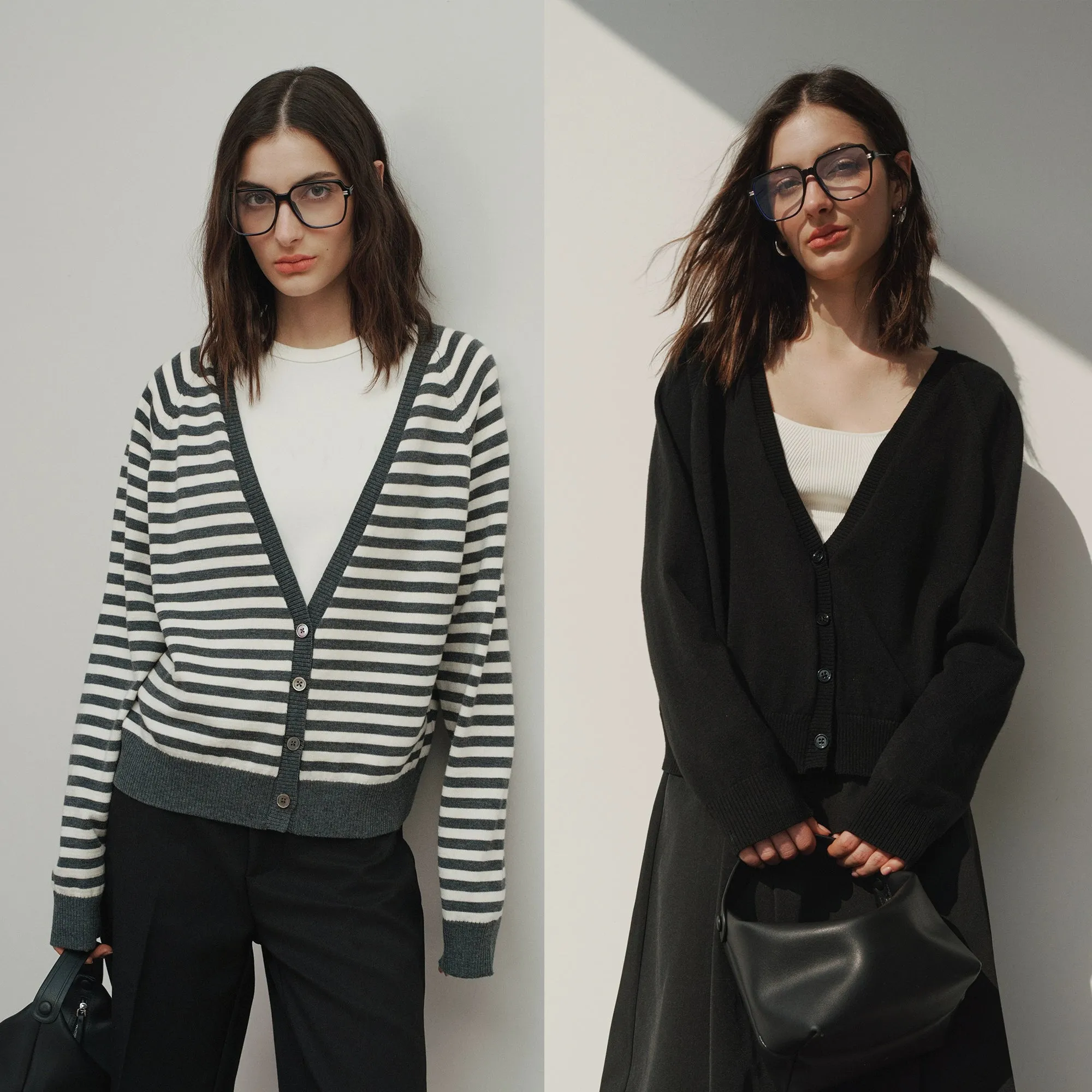 Striped V-neck Cardigan
