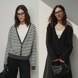 Striped V-neck Cardigan