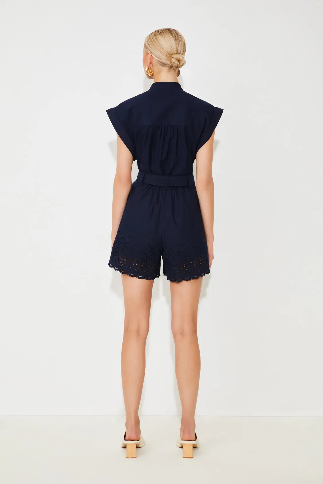 Suncoo Ludy Short Sleeve Top With Lace Yoke