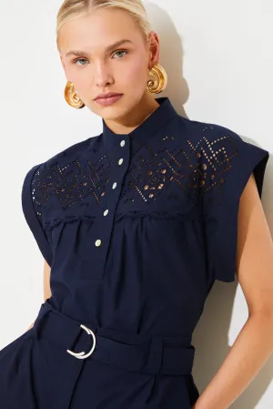 Suncoo Ludy Short Sleeve Top With Lace Yoke