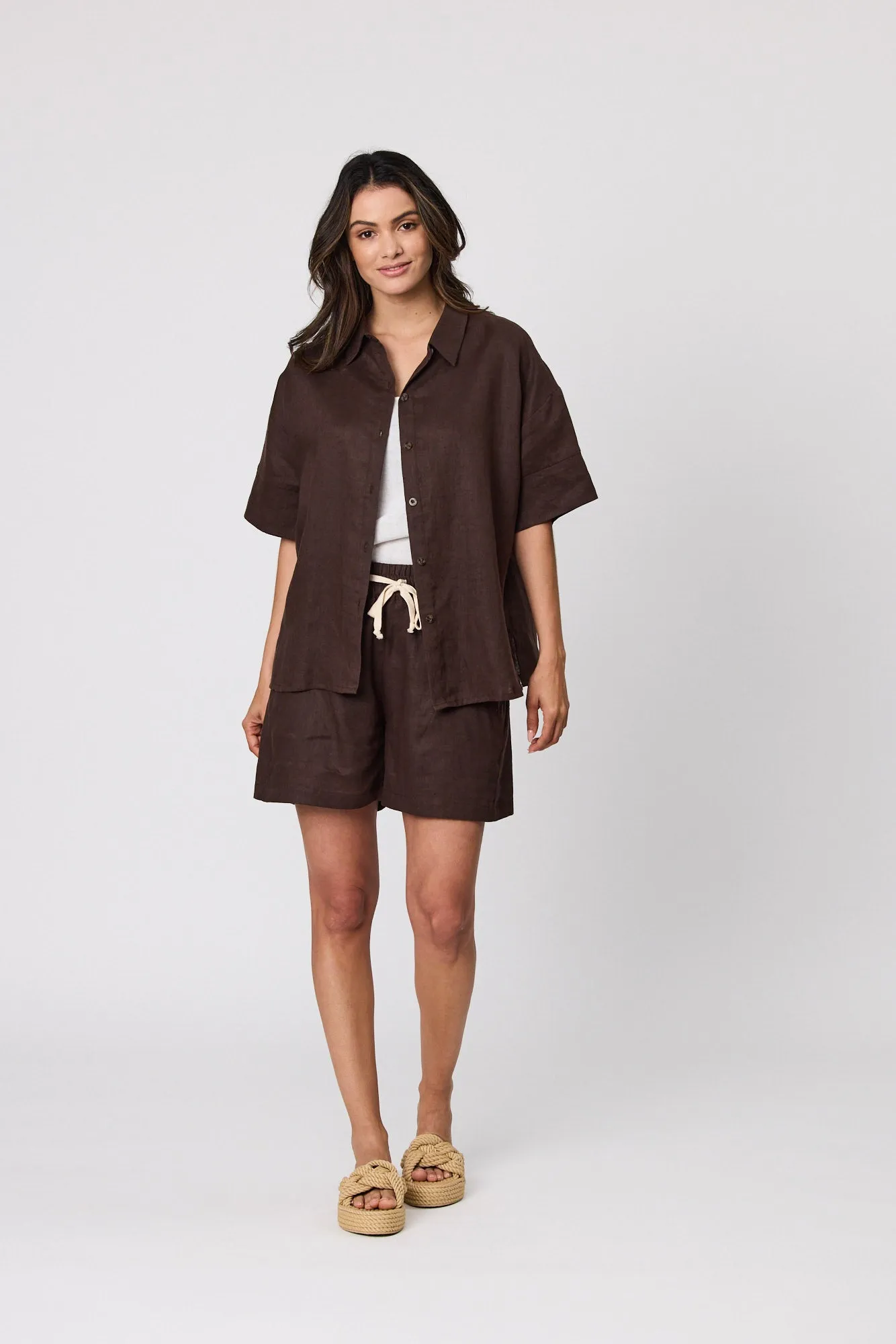 Sunrise Linen Shirt - Chocolate