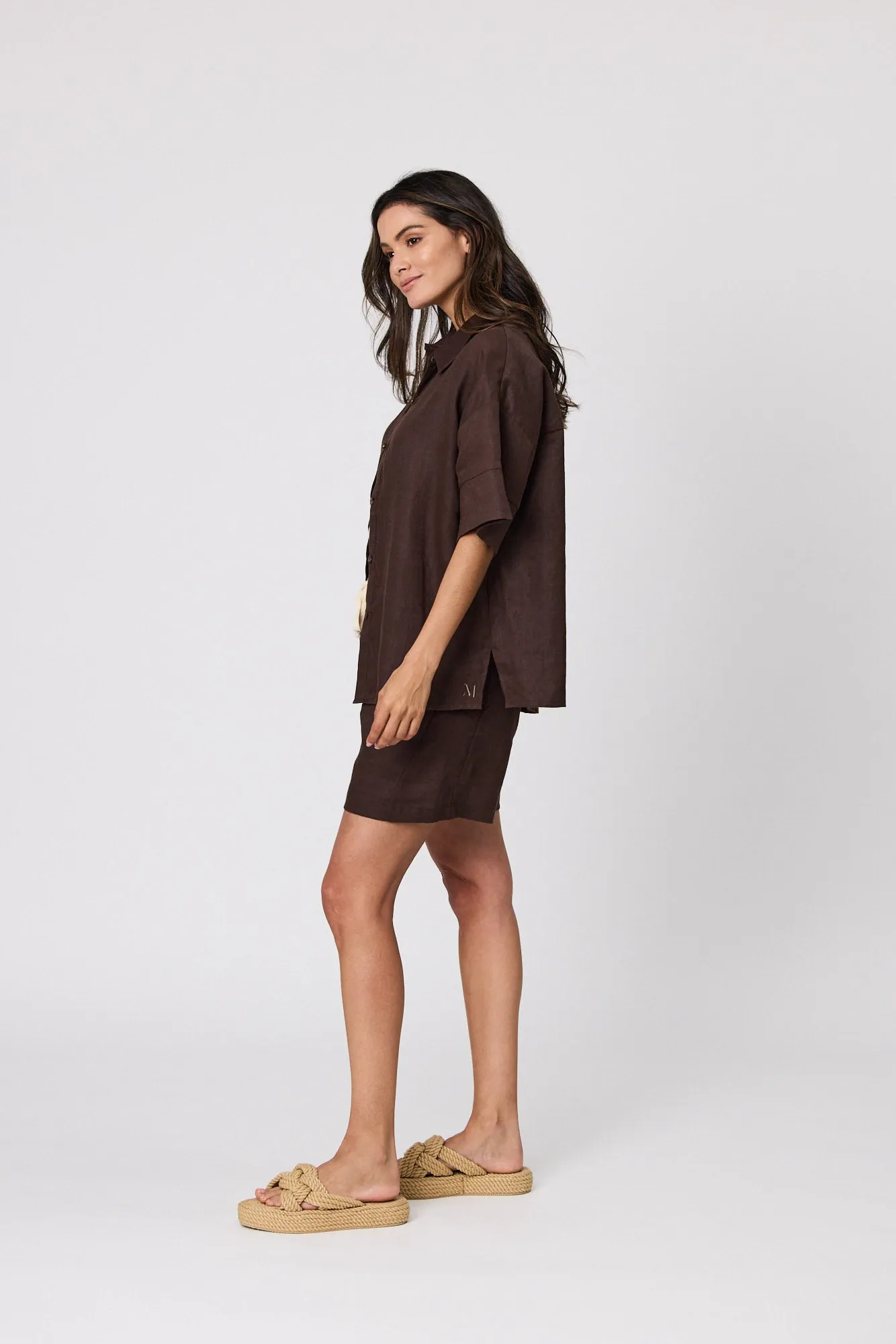Sunrise Linen Shirt - Chocolate