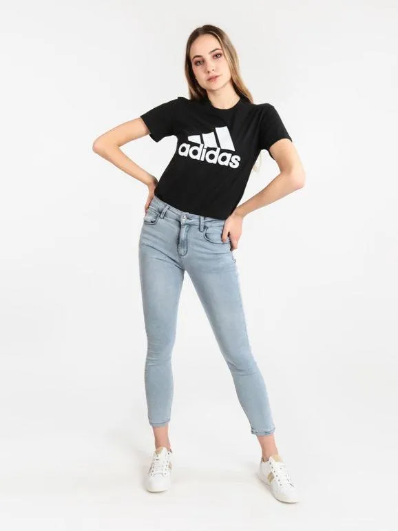 T-SHIRT ADIDAS DONNA MAGLIETTA TRAINING FITNESS LOUNGEWEAR ESSENTIALS LOGO BLACK
