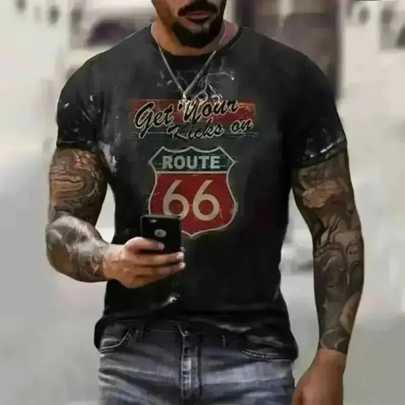 T-shirt pour homme Route 66 Vintage